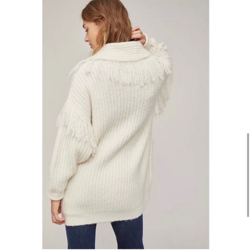 Anthropologie White Chunky Knit Cardigan Sweater - Picture 3 of 9